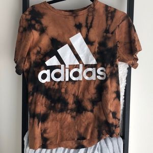 Adidas Acid Wash / Bleach Dyed Cropped Tshirt